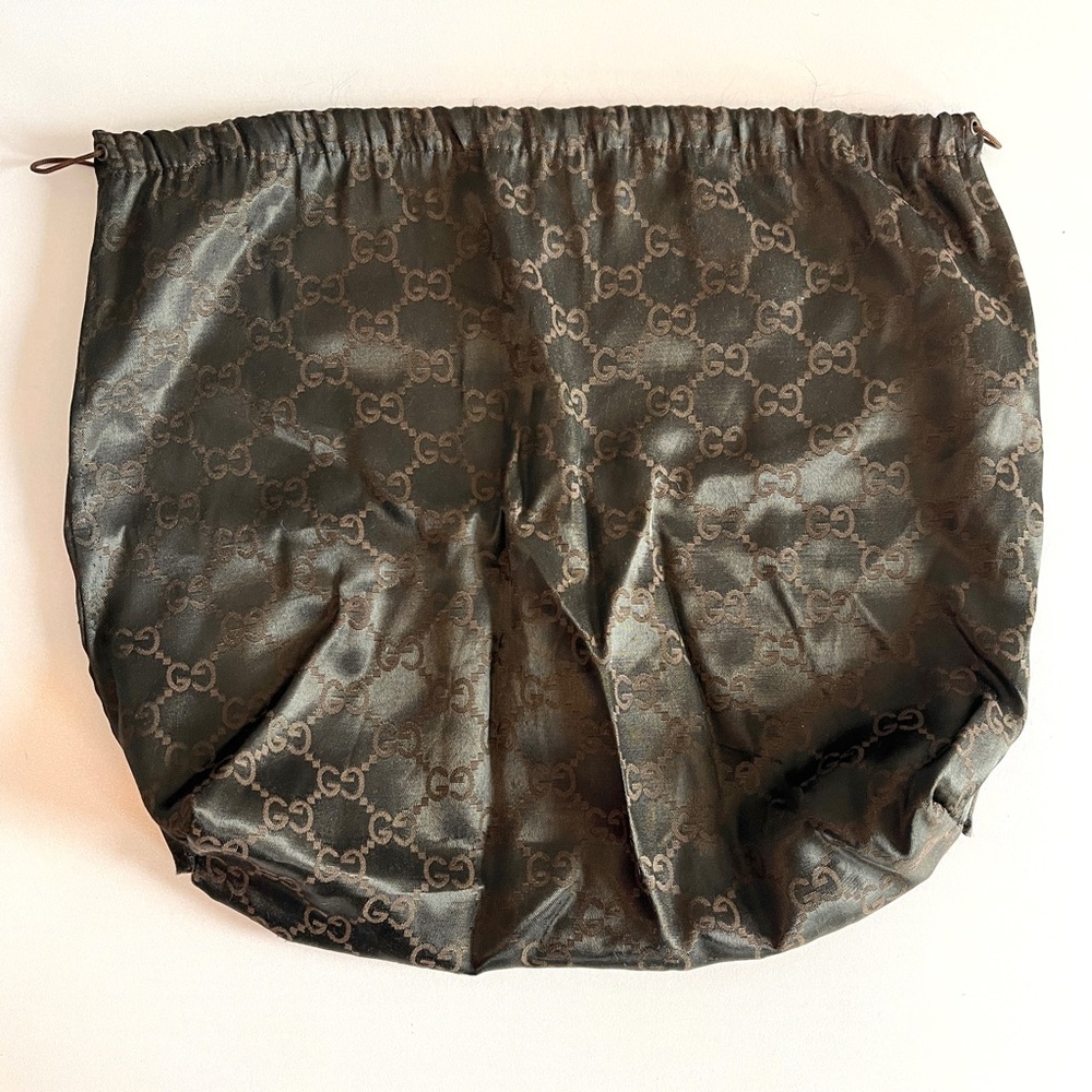 Gucci dust bag storage drawstring brown monogram signature logo drawstring pouch